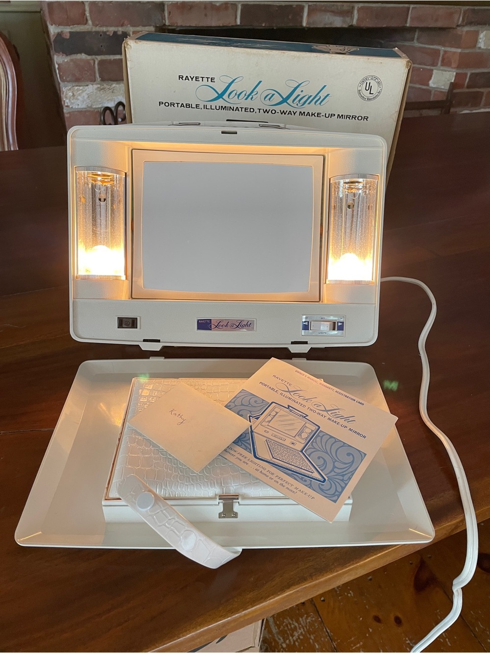 Vintage 60s Rayette Look a Light Illuminated Two-Way Makeup Mirror 1571 w/ Box